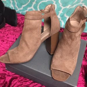 High heel suede open toe bootie